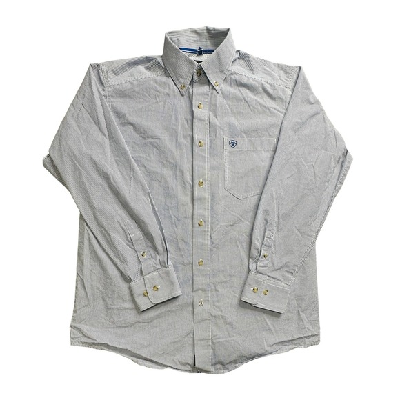 Ariat Pro Series Shirt Mens Medium Blue Striped Button Down Long Sleeve 10023597 - Picture 1 of 12